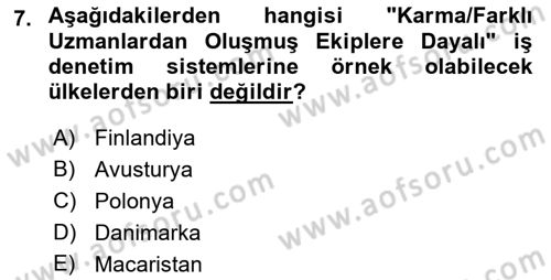 Çalışma Yaşamının Denetimi Dersi 2021 - 2022 Yılı (Vize) Ara Sınav Soruları 7. Soru