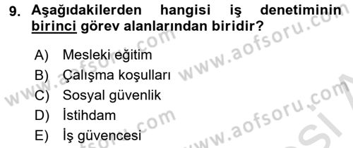 Çalışma Yaşamının Denetimi Dersi 2021 - 2022 Yılı (Vize) Ara Sınav Soruları 9. Soru