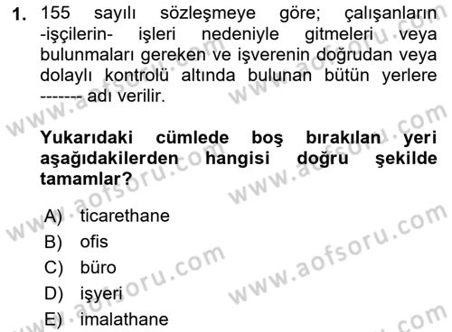 Çalışma Yaşamının Denetimi Dersi 2021 - 2022 Yılı (Final) Dönem Sonu Sınav Soruları 1. Soru