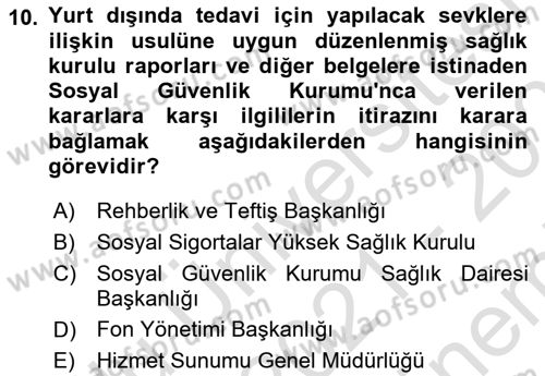 Çalışma Yaşamının Denetimi Dersi 2021 - 2022 Yılı (Final) Dönem Sonu Sınav Soruları 10. Soru