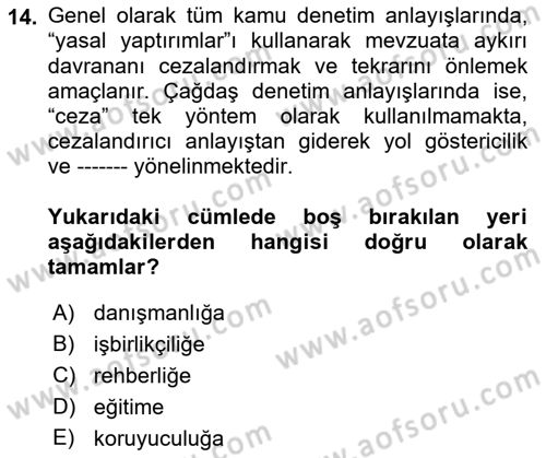 Çalışma Yaşamının Denetimi Dersi 2021 - 2022 Yılı (Final) Dönem Sonu Sınav Soruları 14. Soru