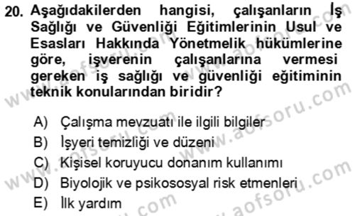 Çalışma Yaşamının Denetimi Dersi 2021 - 2022 Yılı Yaz Okulu Sınav Soruları 20. Soru