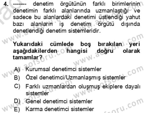 Çalışma Yaşamının Denetimi Dersi 2021 - 2022 Yılı Yaz Okulu Sınav Soruları 4. Soru