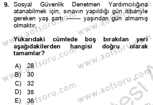Çalışma Yaşamının Denetimi Dersi 2021 - 2022 Yılı Yaz Okulu Sınav Soruları 9. Soru