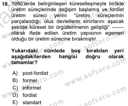 Çalışma Yaşamının Denetimi Dersi 2022 - 2023 Yılı Yaz Okulu Sınav Soruları 18. Soru