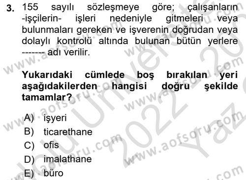 Çalışma Yaşamının Denetimi Dersi 2022 - 2023 Yılı Yaz Okulu Sınav Soruları 3. Soru