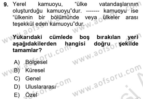 Çalışma Yaşamının Denetimi Dersi 2022 - 2023 Yılı Yaz Okulu Sınav Soruları 9. Soru