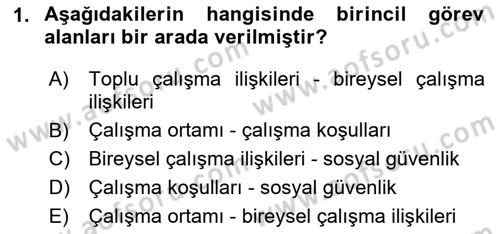 Çalışma Yaşamının Denetimi Dersi 2023 - 2024 Yılı (Final) Dönem Sonu Sınav Soruları 1. Soru