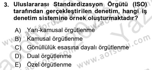 Çalışma Yaşamının Denetimi Dersi 2023 - 2024 Yılı Yaz Okulu Sınav Soruları 3. Soru