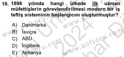 Çalışma Yaşamının Denetimi Dersi 2024 - 2025 Yılı (Vize) Ara Sınav Soruları 10. Soru