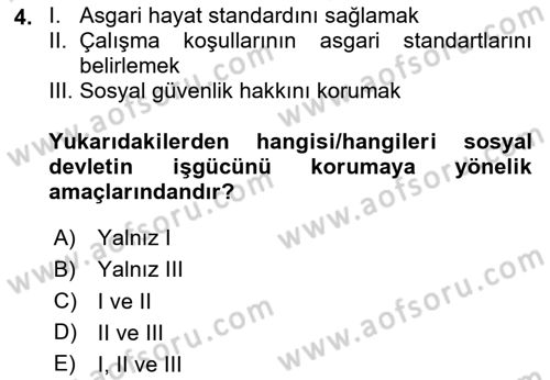 Çalışma Yaşamının Denetimi Dersi 2024 - 2025 Yılı (Vize) Ara Sınav Soruları 4. Soru