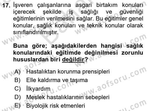 Çalışma Yaşamının Denetimi Dersi 2024 - 2025 Yılı (Final) Dönem Sonu Sınav Soruları 17. Soru
