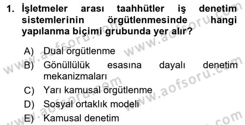 Çalışma Yaşamının Denetimi Dersi 2025 - 2026 Yılı (Final) Dönem Sonu Sınav Soruları 1. Soru