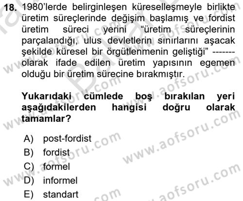 Çalışma Yaşamının Denetimi Dersi 2025 - 2026 Yılı (Final) Dönem Sonu Sınav Soruları 18. Soru