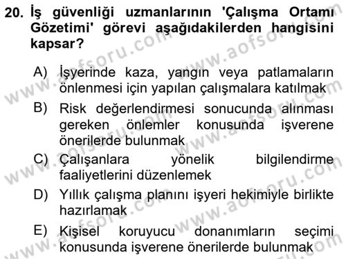 Çalışma Yaşamının Denetimi Dersi 2025 - 2026 Yılı (Final) Dönem Sonu Sınav Soruları 20. Soru