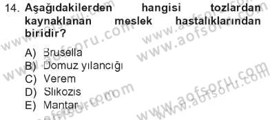 İş Sağlığı ve Güvenliği Dersi 2012 - 2013 Yılı Tek Ders Sınavı 14. Soru