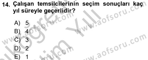 İş Sağlığı ve Güvenliği Dersi 2016 - 2017 Yılı 3 Ders Sınav Soruları 14. Soru