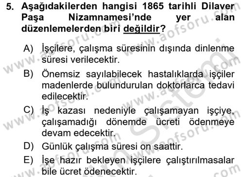 İş Sağlığı ve Güvenliği Dersi 2016 - 2017 Yılı (Vize) Ara Sınav Soruları 5. Soru