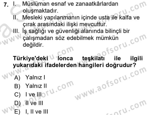 İş Sağlığı ve Güvenliği Dersi 2016 - 2017 Yılı (Vize) Ara Sınav Soruları 7. Soru
