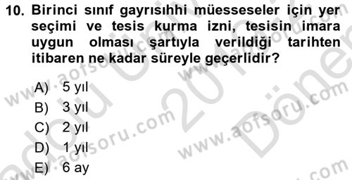 İş Sağlığı ve Güvenliği Dersi 2019 - 2020 Yılı (Final) Dönem Sonu Sınav Soruları 10. Soru