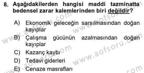 İş Sağlığı ve Güvenliği Dersi 2019 - 2020 Yılı (Final) Dönem Sonu Sınav Soruları 8. Soru