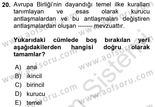 İş Sağlığı ve Güvenliği Dersi 2020 - 2021 Yılı Yaz Okulu Sınavı 20. Soru