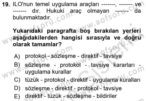 İş Sağlığı ve Güvenliği Dersi 2021 - 2022 Yılı (Final) Dönem Sonu Sınav Soruları 19. Soru