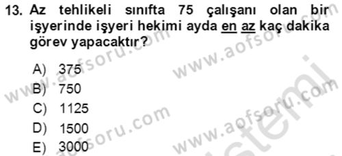 İş Sağlığı ve Güvenliği Dersi 2022 - 2023 Yılı (Final) Dönem Sonu Sınav Soruları 13. Soru