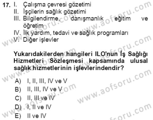 İş Sağlığı ve Güvenliği Dersi 2022 - 2023 Yılı (Final) Dönem Sonu Sınav Soruları 17. Soru