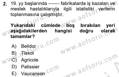 İş Sağlığı ve Güvenliği Dersi 2022 - 2023 Yılı Yaz Okulu Sınav Soruları 2. Soru