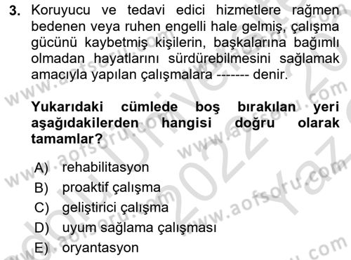 İş Sağlığı ve Güvenliği Dersi 2022 - 2023 Yılı Yaz Okulu Sınav Soruları 3. Soru