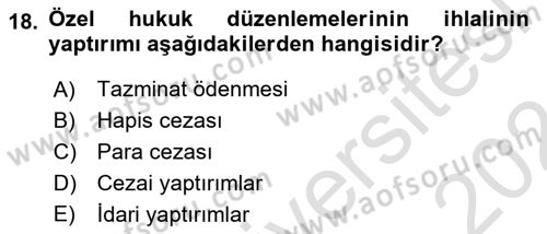 İş Sağlığı ve Güvenliği Dersi 2023 - 2024 Yılı (Vize) Ara Sınav Soruları 18. Soru