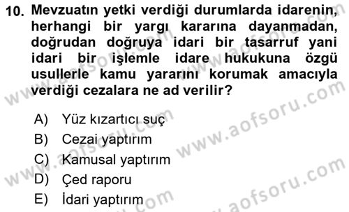 İş Sağlığı ve Güvenliği Dersi 2024 - 2025 Yılı (Final) Dönem Sonu Sınav Soruları 10. Soru