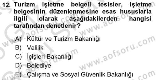 İş Sağlığı ve Güvenliği Dersi 2024 - 2025 Yılı (Final) Dönem Sonu Sınav Soruları 12. Soru