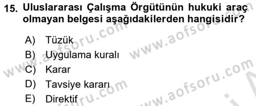 İş Sağlığı ve Güvenliği Dersi 2024 - 2025 Yılı (Final) Dönem Sonu Sınav Soruları 15. Soru