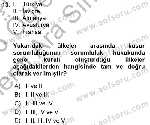 İş Sağlığı ve Güvenliği Dersi 2025 - 2026 Yılı (Vize) Ara Sınav Soruları 13. Soru