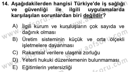 İş Sağlığı ve Güvenliği Dersi 2025 - 2026 Yılı (Vize) Ara Sınav Soruları 14. Soru