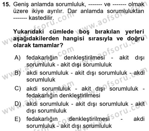 İş Sağlığı ve Güvenliği Dersi 2025 - 2026 Yılı (Vize) Ara Sınav Soruları 15. Soru