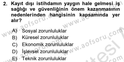İş Sağlığı ve Güvenliği Dersi 2025 - 2026 Yılı (Final) Dönem Sonu Sınav Soruları 2. Soru