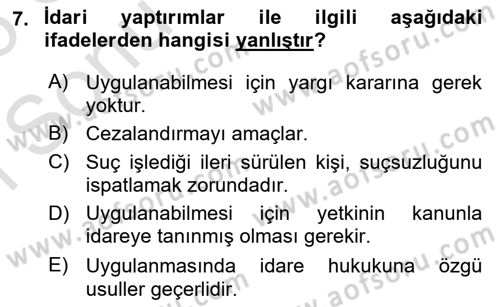İş Sağlığı ve Güvenliği Dersi 2025 - 2026 Yılı (Final) Dönem Sonu Sınav Soruları 7. Soru