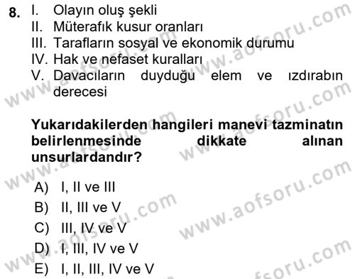 İş Sağlığı ve Güvenliği Dersi 2025 - 2026 Yılı (Final) Dönem Sonu Sınav Soruları 8. Soru