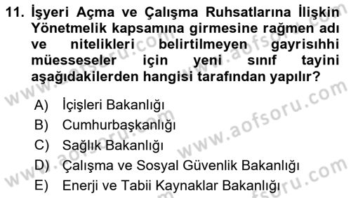 İş Sağlığı ve Güvenliği Dersi 2025 - 2026 Yılı Yaz Okulu Sınav Soruları 11. Soru