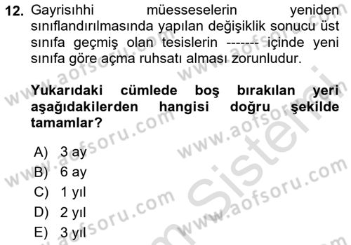 İş Sağlığı ve Güvenliği Dersi 2025 - 2026 Yılı Yaz Okulu Sınav Soruları 12. Soru