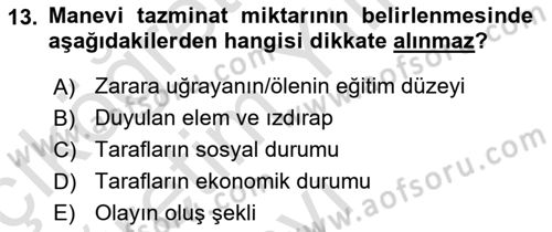 İş Sağlığı ve Güvenliği Dersi 2025 - 2026 Yılı Yaz Okulu Sınav Soruları 13. Soru