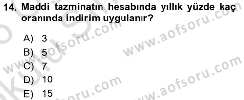 İş Sağlığı ve Güvenliği Dersi 2025 - 2026 Yılı Yaz Okulu Sınav Soruları 14. Soru
