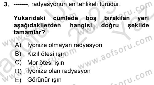 İş Sağlığı ve Güvenliği Dersi 2025 - 2026 Yılı Yaz Okulu Sınav Soruları 3. Soru