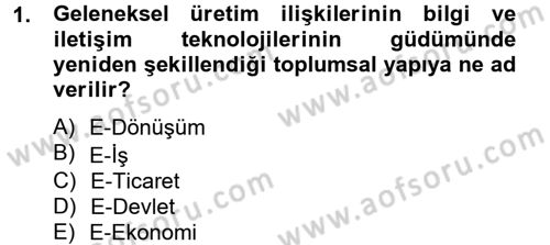 Yeni Teknolojiler ve Çalışma Hayatı Dersi 2012 - 2013 Yılı (Final) Dönem Sonu Sınav Soruları 1. Soru