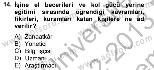 Yeni Teknolojiler ve Çalışma Hayatı Dersi 2012 - 2013 Yılı (Final) Dönem Sonu Sınav Soruları 14. Soru