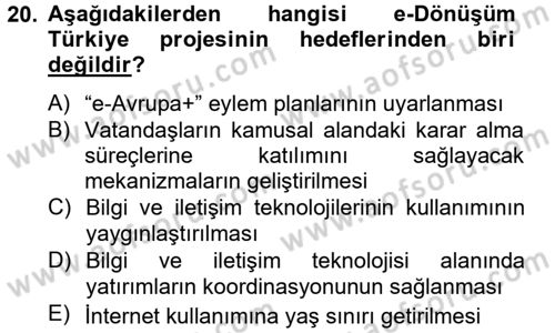 Yeni Teknolojiler ve Çalışma Hayatı Dersi 2012 - 2013 Yılı (Final) Dönem Sonu Sınav Soruları 20. Soru
