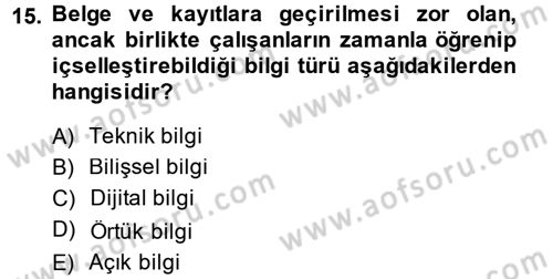 Yeni Teknolojiler ve Çalışma Hayatı Dersi 2013 - 2014 Yılı (Vize) Ara Sınav Soruları 15. Soru